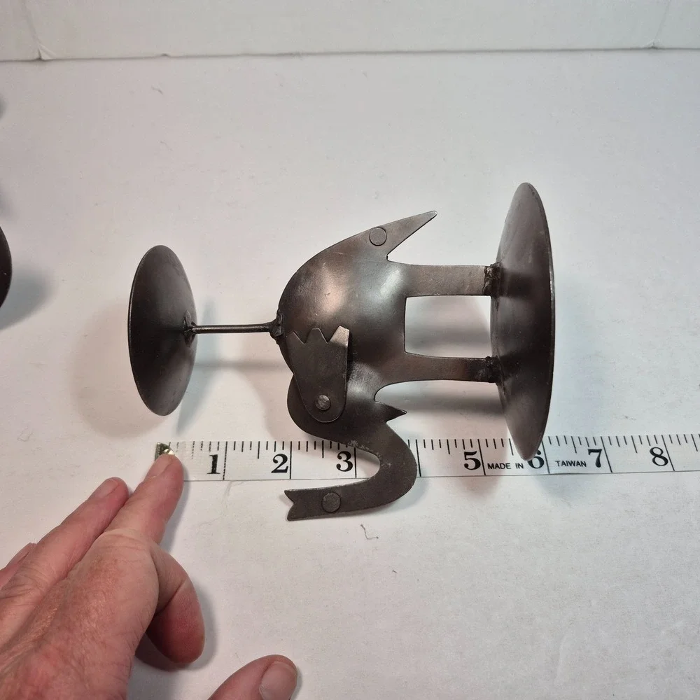 Lot of 2 Vintage Pier 1 Rustic Metal Elephant Candle Holders 5.5